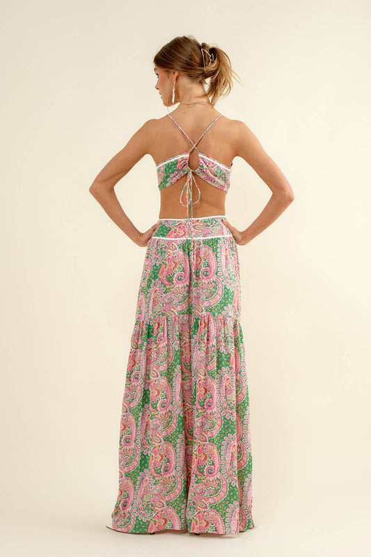 Cut Out Tie Back Maxi Dress