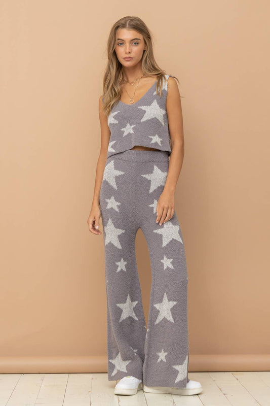 Soft Cozy Star Print Tank Pant Set