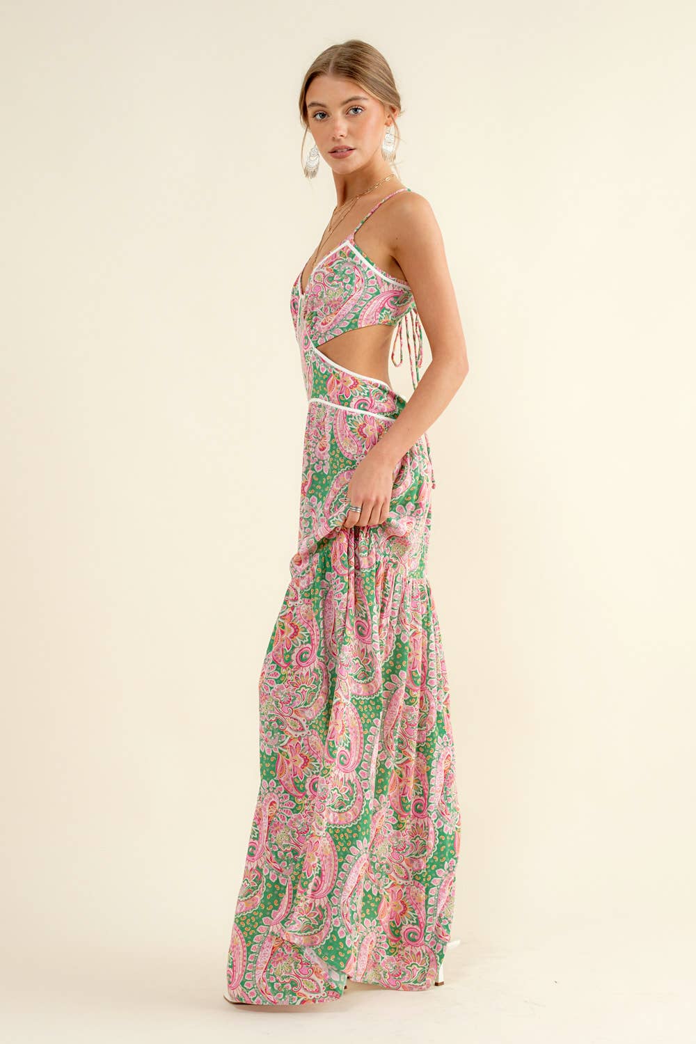 Cut Out Tie Back Maxi Dress